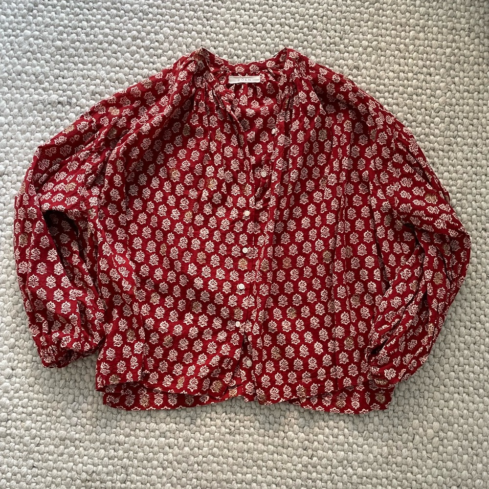 Doen printed blouse with gold foil detail